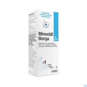 Packshot Minoxidil Biorga 2% Opl Cutaan Koffer Fl 1x60ml