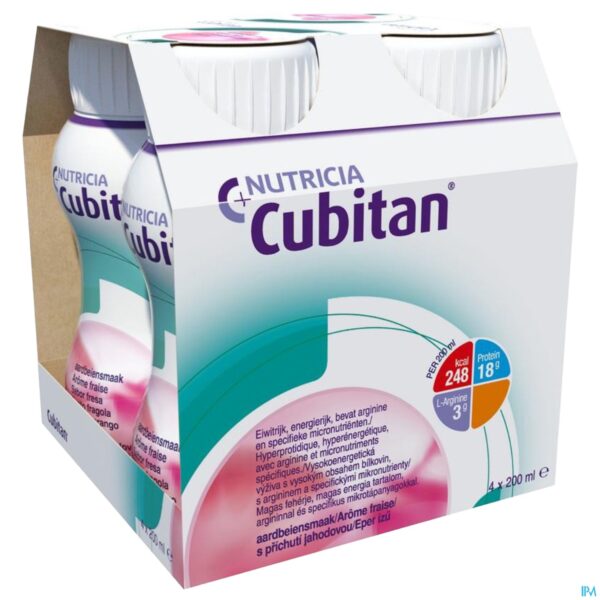 Packshot Cubitan Aardbei 4x200ml