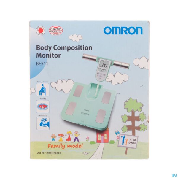 Packshot Omron Bf511t Turq. Lichaamscompositiemeter <150kg Packshot Omron Bf511t Turq. Lichaamscompositiemeter