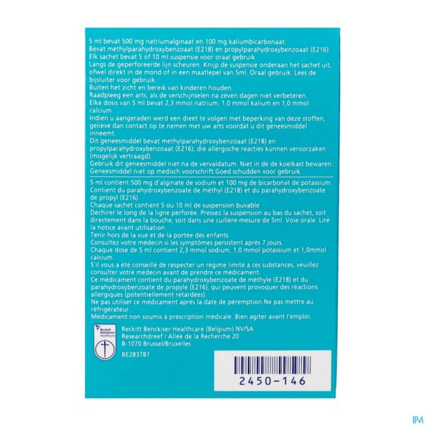 Packshot Gaviscon Advance Orale Susp. Munt Ud Zakje 20x10ml