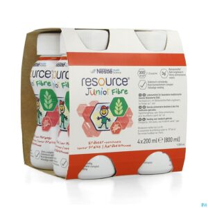 Packshot Resource Junior Fibre Aardbei 4x200ml