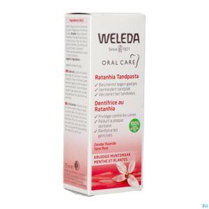 Packshot Weleda Tandpasta Ratanhia Roos 75ml