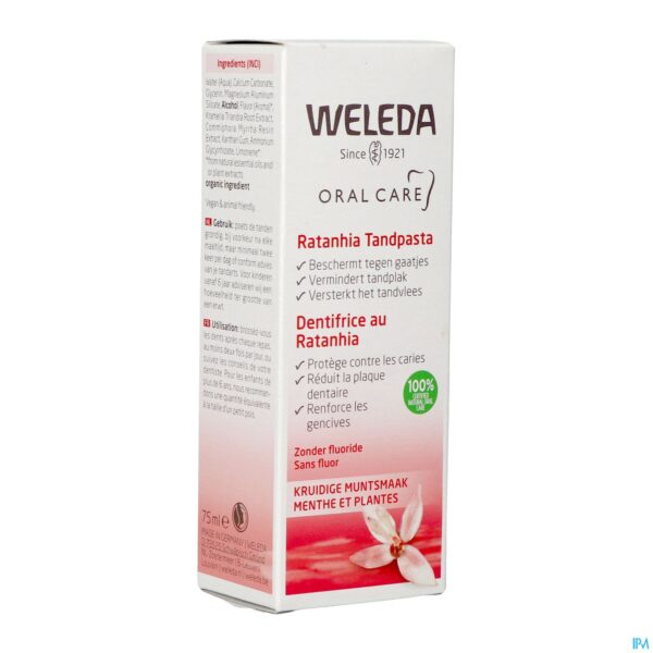 Packshot Weleda Tandpasta Ratanhia Roos 75ml