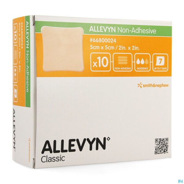Packshot Allevyn Non Adh Verb Hydrocel. 5x 5cm 10 66800024