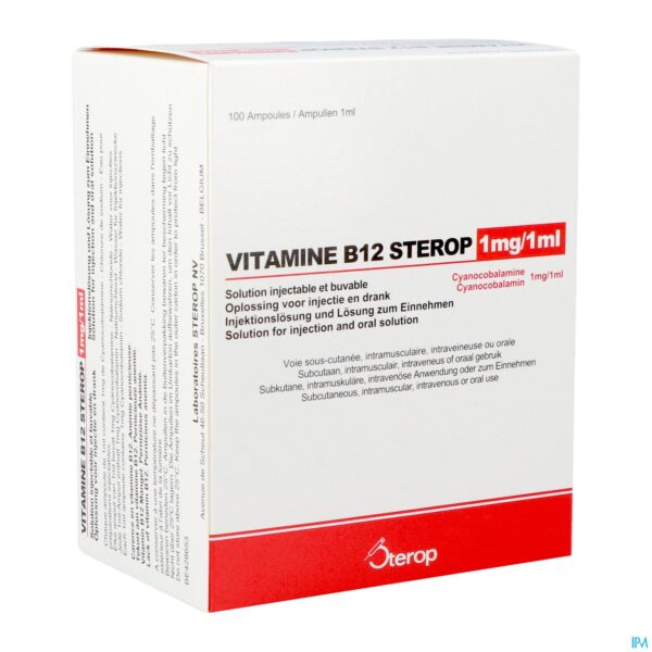 Packshot Sterop Vit B12 1mg 1ml 100 Amp