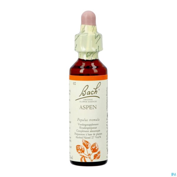 Packshot Bach Flower Remedie 02 Aspen 20ml Packshot Bach Flower Remedie 02 Aspen 20ml