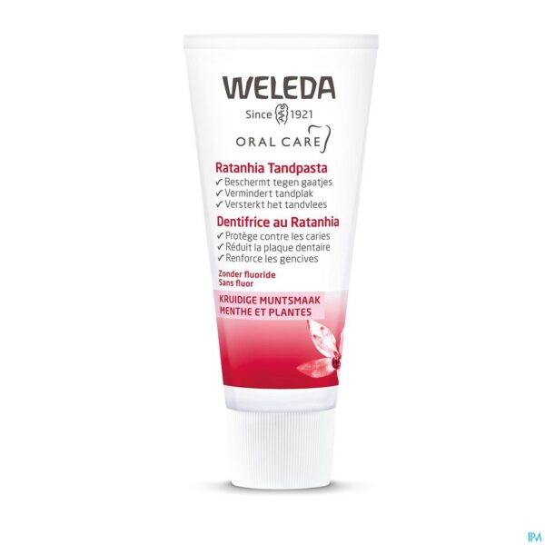 Productshot Weleda Tandpasta Ratanhia Roos 75ml