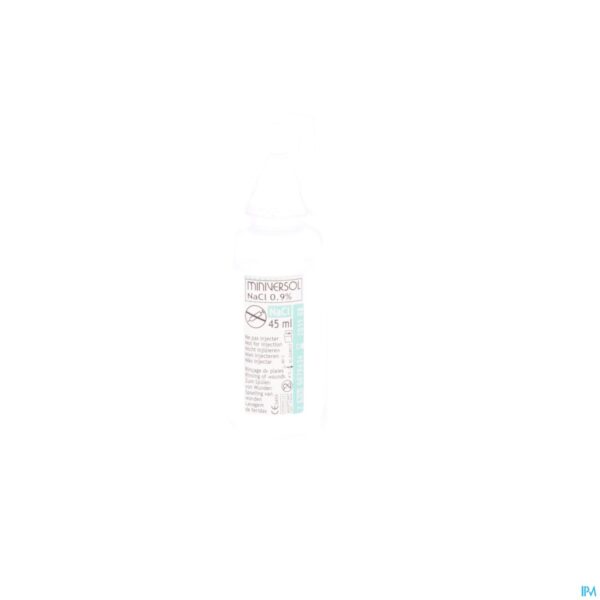 Packshot Nacl 0,9% 45ml Miniversol Ud Spoelen Aguettant 24