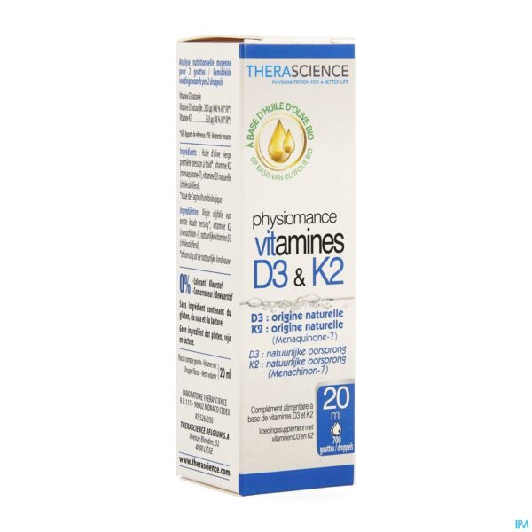 Packshot D3 K2 Fl 20ml Physiomance Phy309