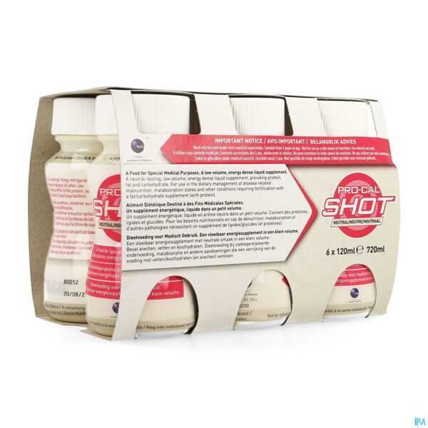 Packshot Pro-cal Shot Neutraal 6x120ml