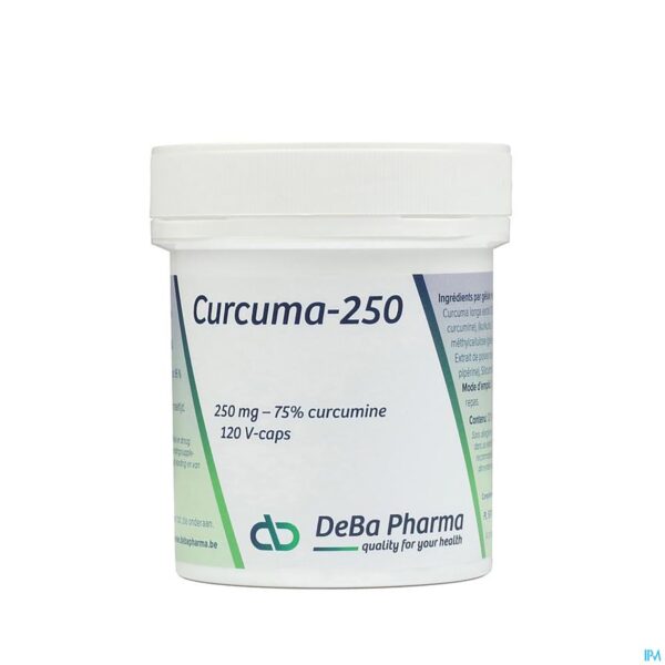 Packshot Curcuma-250 Caps 120 Deba