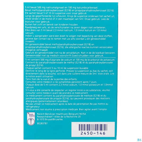 Packshot Gaviscon Advance Orale Susp. Munt Ud Zakje 20x10ml
