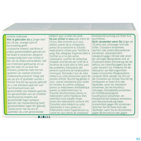 Packshot Orlistat Teva Harde Caps 120 X 60mg