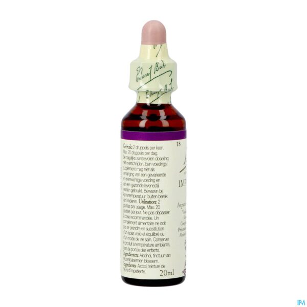 Packshot Bach Flower Remedie 18 Impatiens 20ml