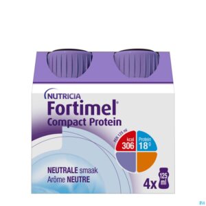 Packshot Fortimel Compact Protein Neutraal Flesjes 4x125 ml