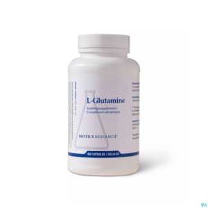 Packshot l-glutamine 500mg Biotics Caps 180