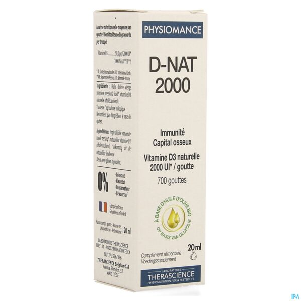 Packshot D-nat 2000 Fl Gutt 20ml Physiomance Phy341 Packshot D-nat 2000 Fl Gutt 20ml Physiomance Phy341