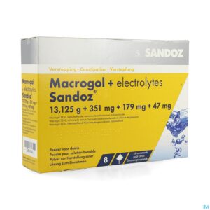 Packshot Macrogol + Electr Sandoz Pdr Ciroensmaak Zakje 8