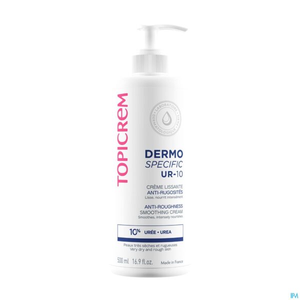 Packshot Topicrem Ur10 Creme Smoothing A/ruwheid 500ml