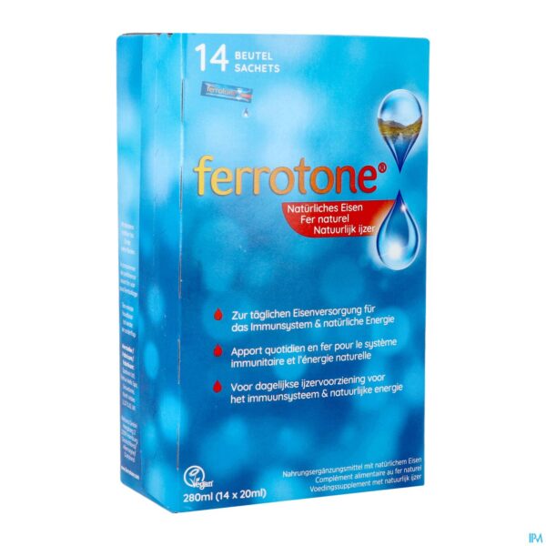 Packshot Ferrotone Zakje 14x20ml Packshot Ferrotone Zakje 14x20ml