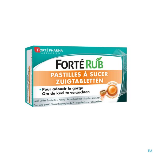 Packshot Forte Rub Keeltabletten Honing 24 Packshot Forte Rub Keeltabletten Honing 24