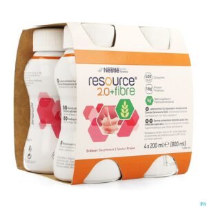 Packshot Resource 2.0 Fibre Aardbei 4x200ml 12100527
