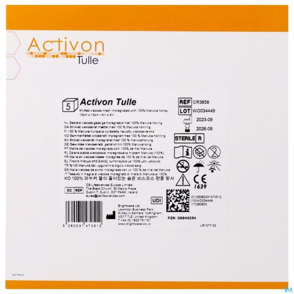 Packshot Activon Tulle Verband N/adh 10x10cm 5