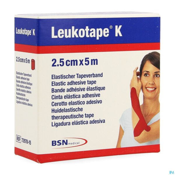 Packshot Leukotape K Kleefwindel Elast Rood 2,5cmx5m 1