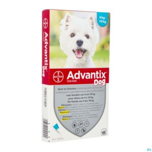 Packshot Advantix 100/ 500 Honden 4<10kg Fl 6x1,0ml