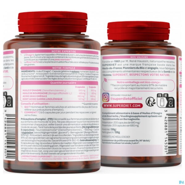 Packshot Superdiet Onagre Bourrache Caps 200