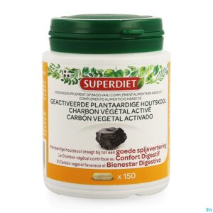 Packshot Superdiet Plantaardige Houtskool Actief Caps 150