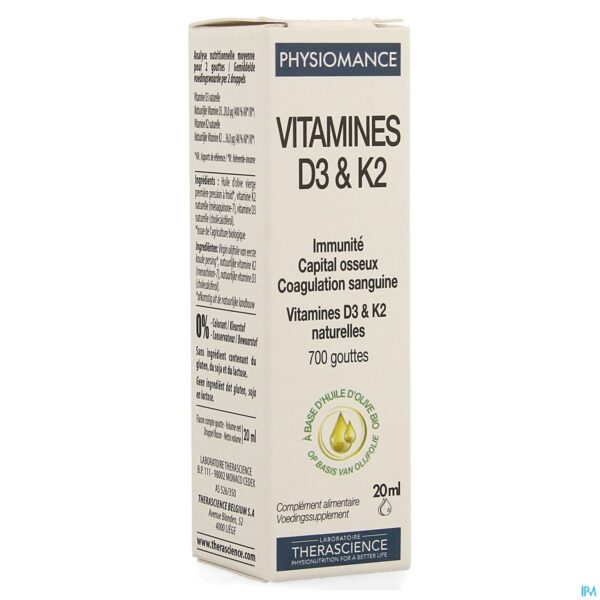 Packshot D3 K2 Fl 20ml Physiomance Phy309 Packshot D3 K2 Fl 20ml Physiomance Phy309