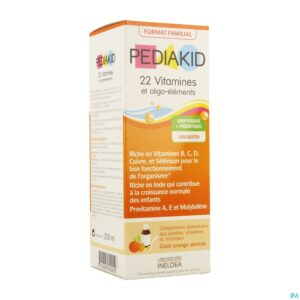 Packshot Pediakid 22 Vitamines Oligo Element. Sol Buv 250ml