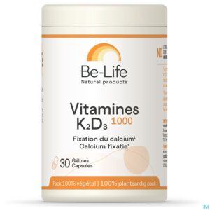 Packshot Vitamines K2 D3 1000 Be Life Caps 30
