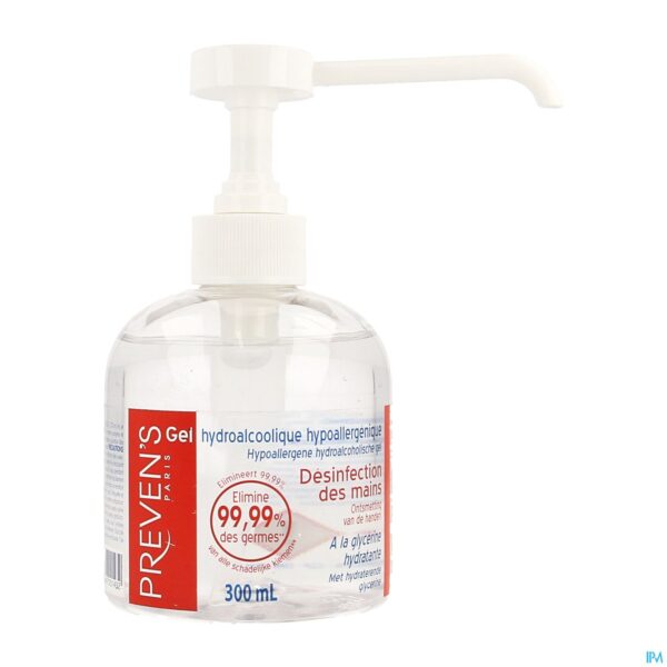 Packshot Preven's Handgel Hydro Alc. Fl 300ml + Pomp