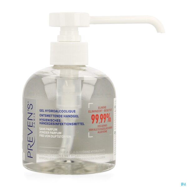 Packshot Preven's Handgel Hydro Alc. Fl 300ml + Pomp