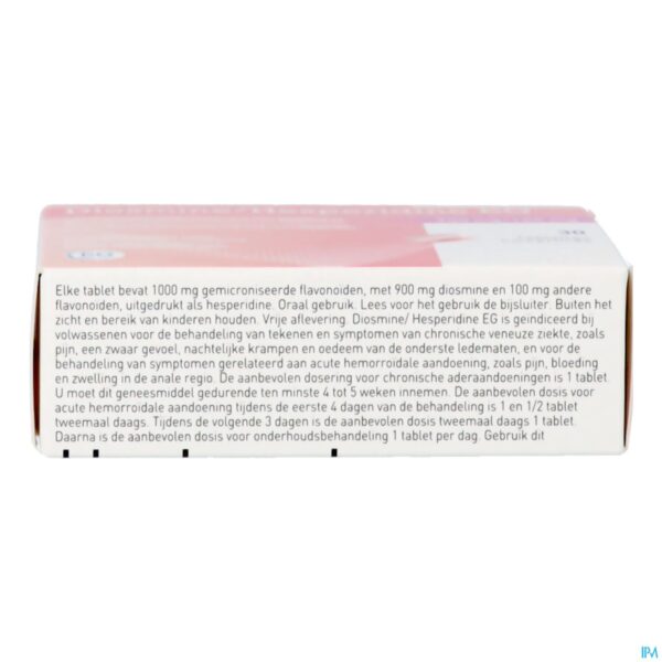 Packshot Diosmine+Hesperidine EG 900Mg+100Mg Tabl 30