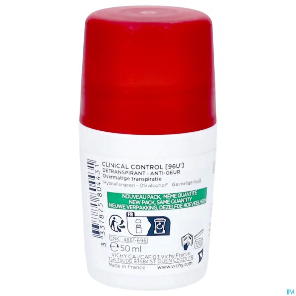 Packshot Vichy Deo Roller Clinical Control 96h 50ml