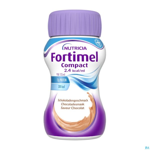 Productshot Fortimel Compact 2.4kcal Chocolade 4x125ml