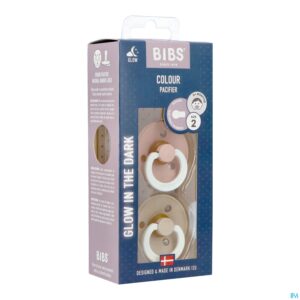 Packshot Bibs 2 Fopspeen Duo Glow In Dark Vanilla/blush