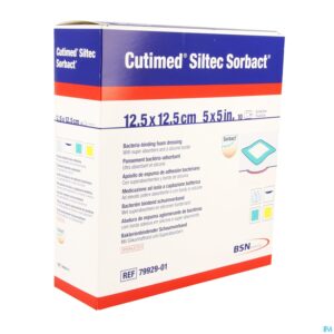 Packshot Cutimed Siltec Sorbact Schuimverb 12,5x12,5cm 10