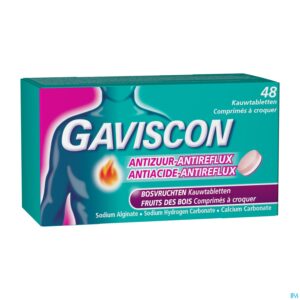 Packshot Gaviscon A/zuur-a/reflux Bosvrucht Kauwtabl 48