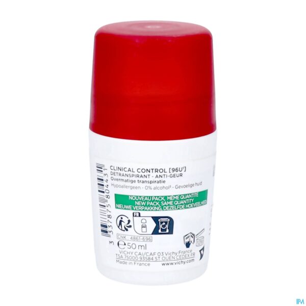 Packshot Vichy Deo Roller Clinical Control 96h 50ml