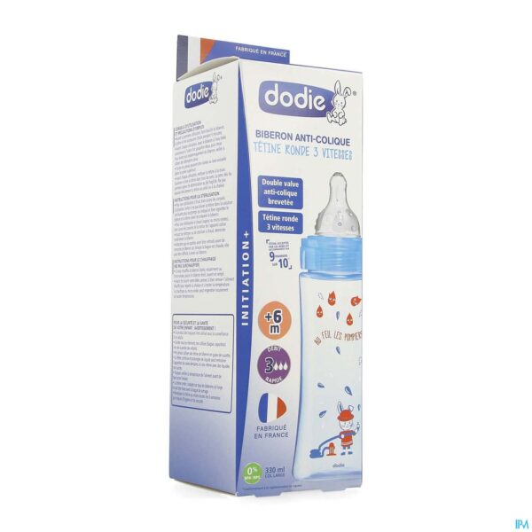 Packshot Dodie Zuigfles Initiatie+ Blauw Brandweerman 330ml
