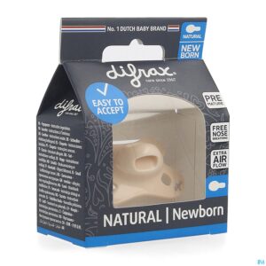 Packshot Difrax Fopspeen Natural Newborn Uni/pure Roze/blos