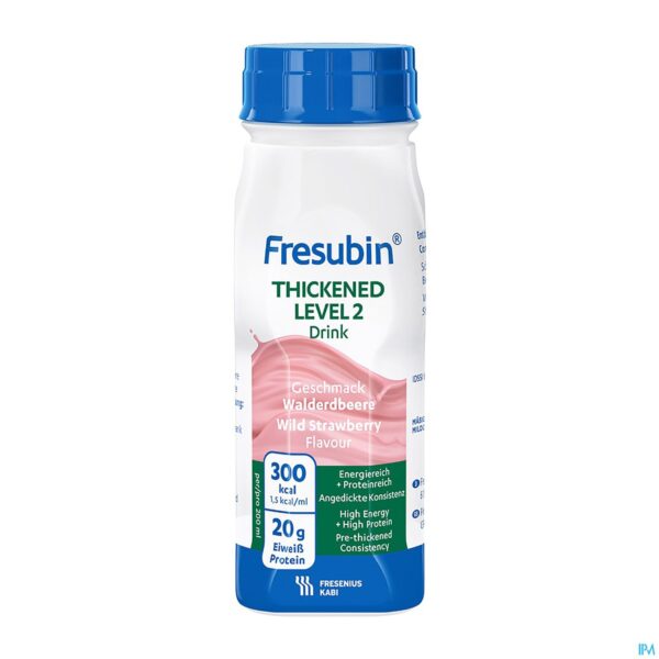 Productshot Fresubin Thickened Level 2 Drink Aardbei 4x200ml
