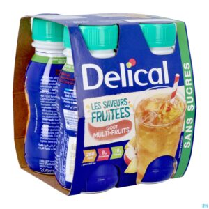 Packshot Delical Drink Multivruchten Z/suiker 4x200ml