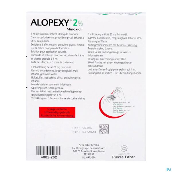 Packshot Alopexy 2 % Opl Cutaan Gebruik Fl Pipet 3x60ml