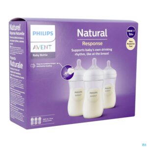 Packshot Philips Avent Natural 3.0 Zuigfles Trio 3x260ml