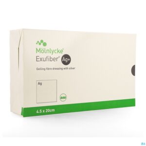 Packshot Exufiber Ag Gel.fibre Dressing Ster Wiek 4,5x20 10